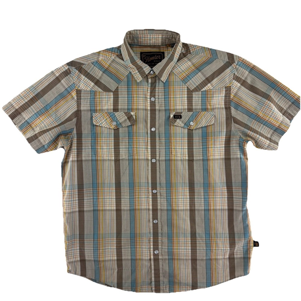 Howler Bros Snap Button Western Shirt Mens Medium Short Sleeve